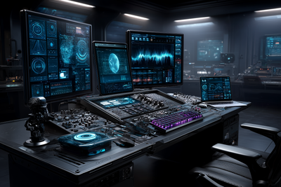 Digital Kaviar presents FL Studio Gopher AI Assistant's seamless integration into a high-tech music production environment with interactive displays and workflow automation